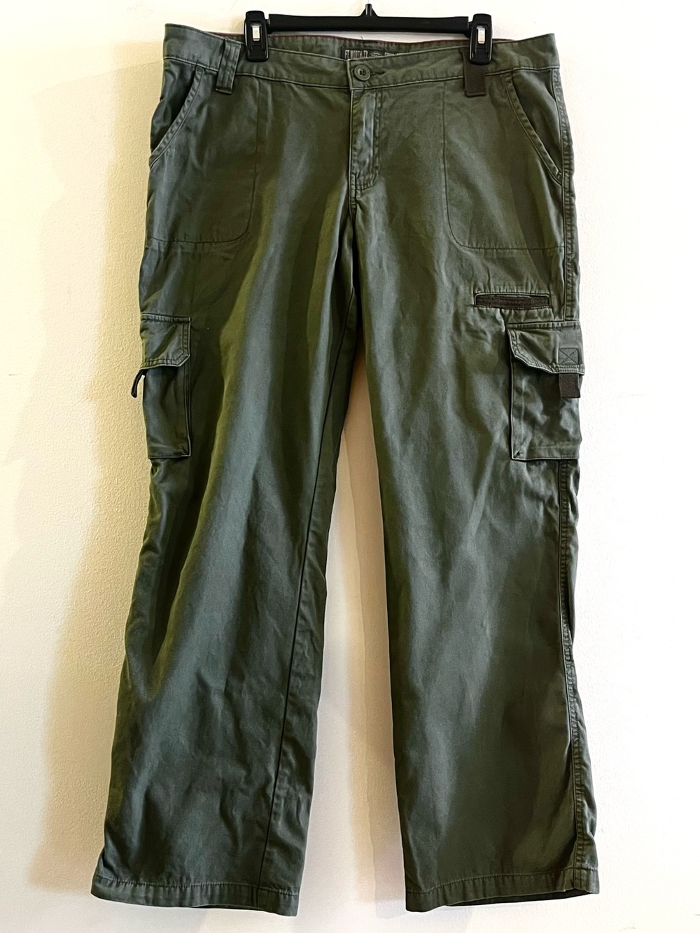 Dickies Olive Cargo Utility Work Pants Relaxed Fit Cotton Pockets Size 14 RG